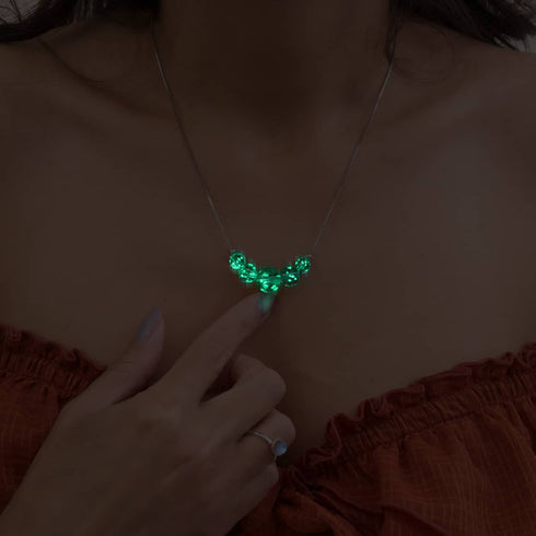 Albâtre | Argent sterling .925 | Collier fermoir infini en verre luciole